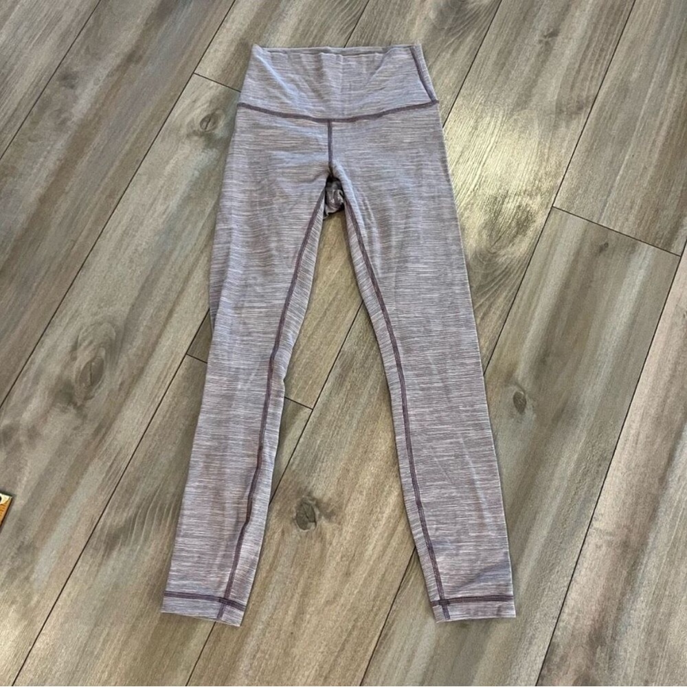 #5 Lululemon Purple Stripped Athletic WorkoutLeggings Women 4